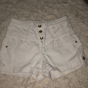 White High Waisted Shorts